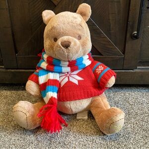 Disney Store Winnie the Pooh Plush Bear Holiday Sweater Scarf 2008